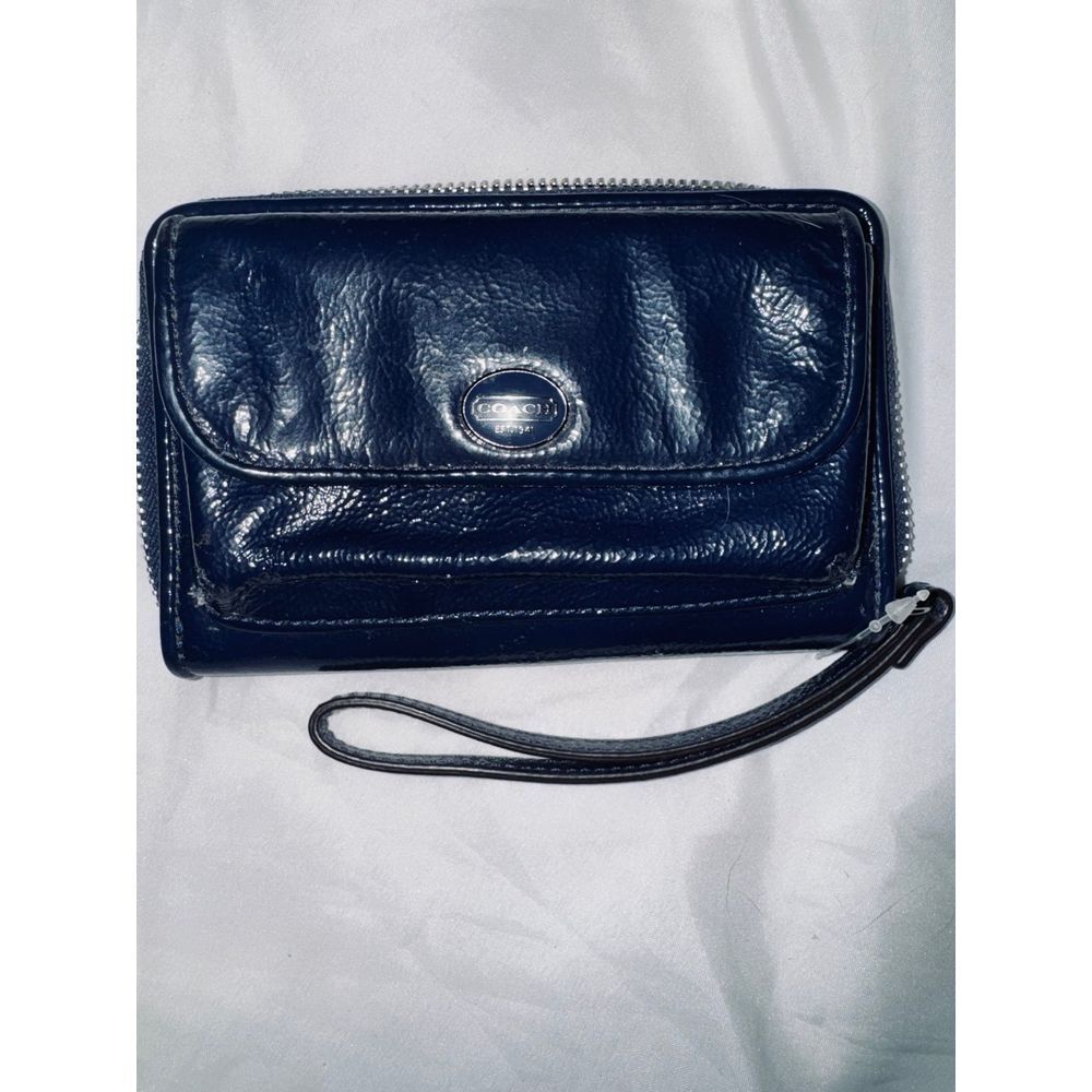 Coach Navy Leather Wristlet Wallet